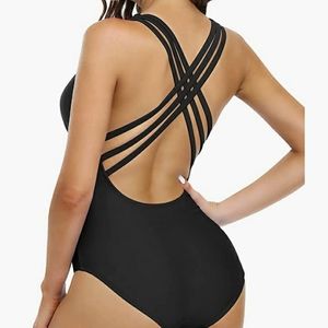 Swimsuit one piece black color